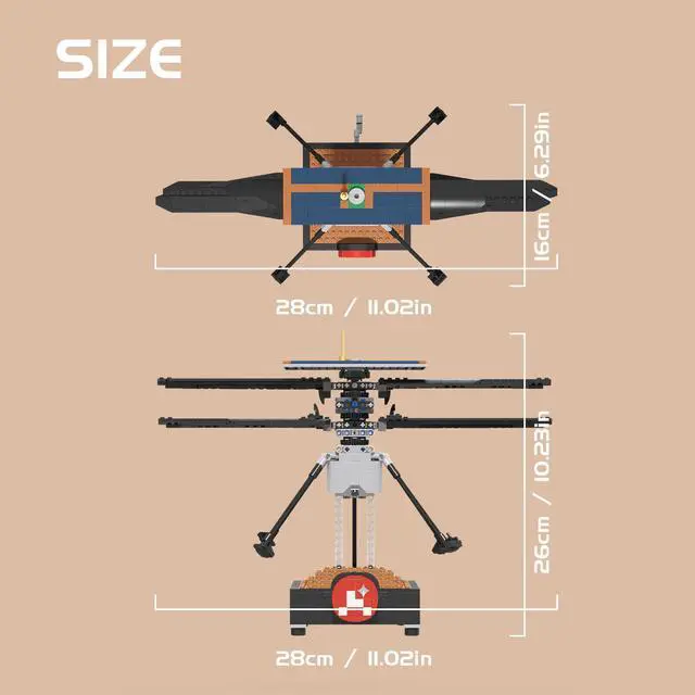 Alt view image 3 of 7 - ZITIANYOUBUILD Mars Helicopter Ingenuity for Collection 735 Pieces Building Toys Set MOC