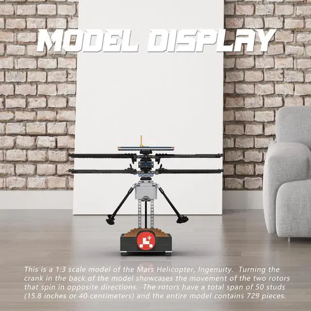 Alt view image 6 of 7 - ZITIANYOUBUILD Mars Helicopter Ingenuity for Collection 735 Pieces Building Toys Set MOC