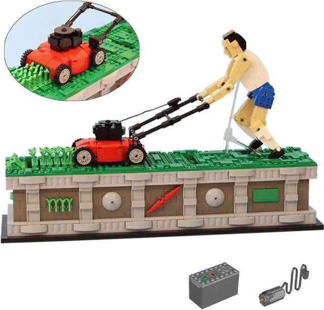 Alt view image 4 of 4 - ZITIANYOUBUILD Lawn Mower Man Kinetic Sculpture with Power Functions Building Toys MOC