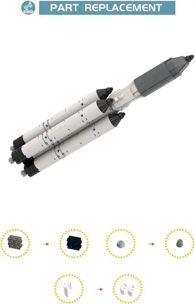 Alt view image 4 of 4 - ZITIANYOUBUILD Roscosmos Angara A5 Carrier Rocket with 4 Side Boosters 379 Parts MOC