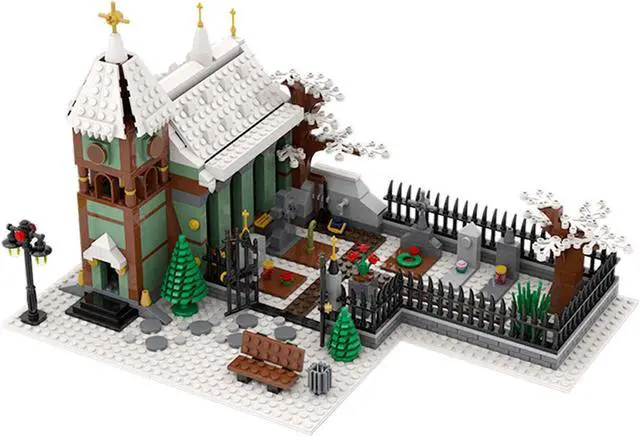 Main image of ZITIANYOUBUILD Winter Village Church with Graveyard Toys Sets 906 Pieces MOC