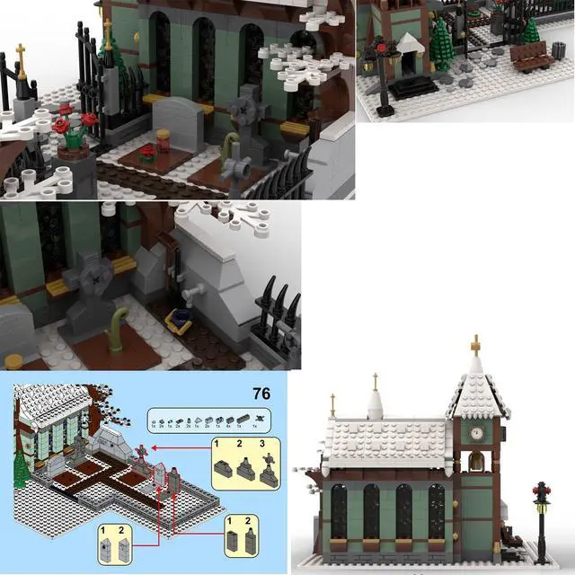 Alt view image 3 of 4 - ZITIANYOUBUILD Winter Village Church with Graveyard Toys Sets 906 Pieces MOC