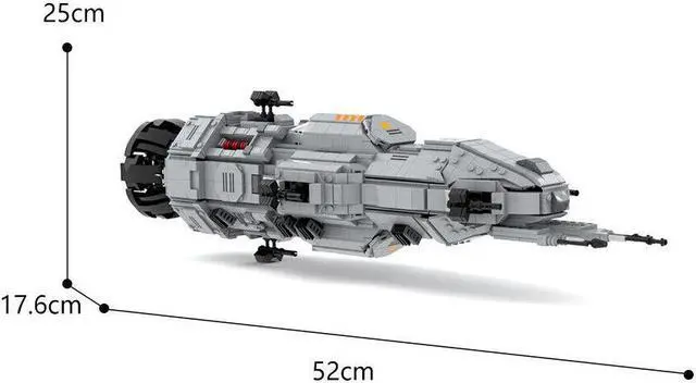 Alt view image 2 of 7 - ZITIANYOUBUILD Mid Scale Rocinante Frigate Model with Display Stand 1930 Pieces MOC