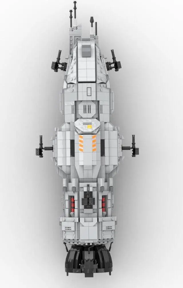 Alt view image 6 of 7 - ZITIANYOUBUILD Mid Scale Rocinante Frigate Model with Display Stand 1930 Pieces MOC