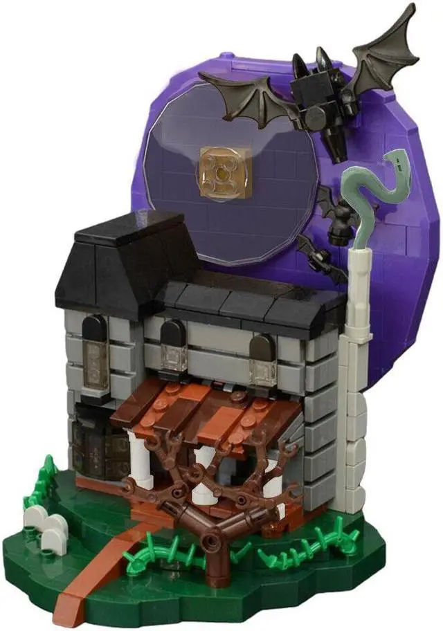 Main image of ZITIANYOUBUILD Haunted House with Purple Sky Full Moon for Halloween 574 Pieces MOC