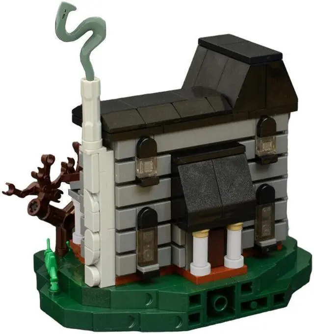 Alt view image 3 of 5 - ZITIANYOUBUILD Haunted House with Purple Sky Full Moon for Halloween 574 Pieces MOC