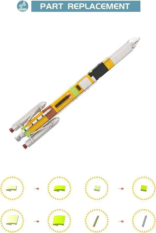 Alt view image 5 of 7 - ZITIANYOUBUILD 1:110 H-IIA Japanese Launch Vehicle Model with 2 Boosters 716 Pieces MOC