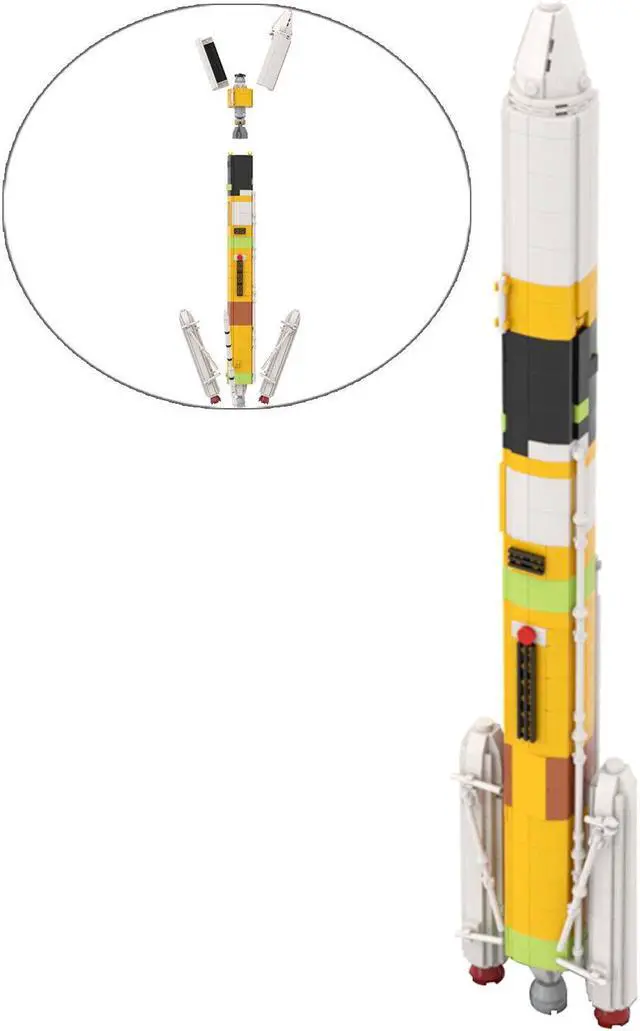 Alt view image 6 of 7 - ZITIANYOUBUILD 1:110 H-IIA Japanese Launch Vehicle Model with 2 Boosters 716 Pieces MOC