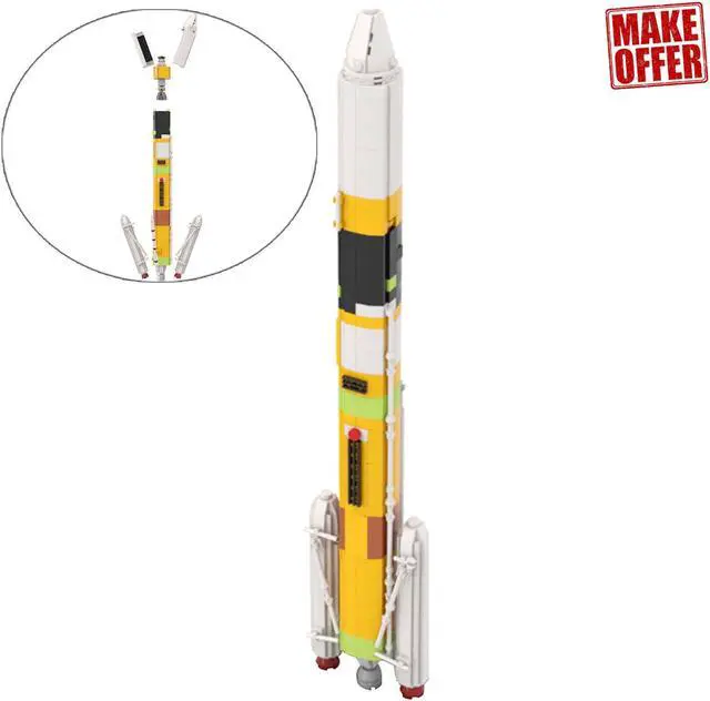 Alt view image 7 of 7 - ZITIANYOUBUILD 1:110 H-IIA Japanese Launch Vehicle Model with 2 Boosters 716 Pieces MOC