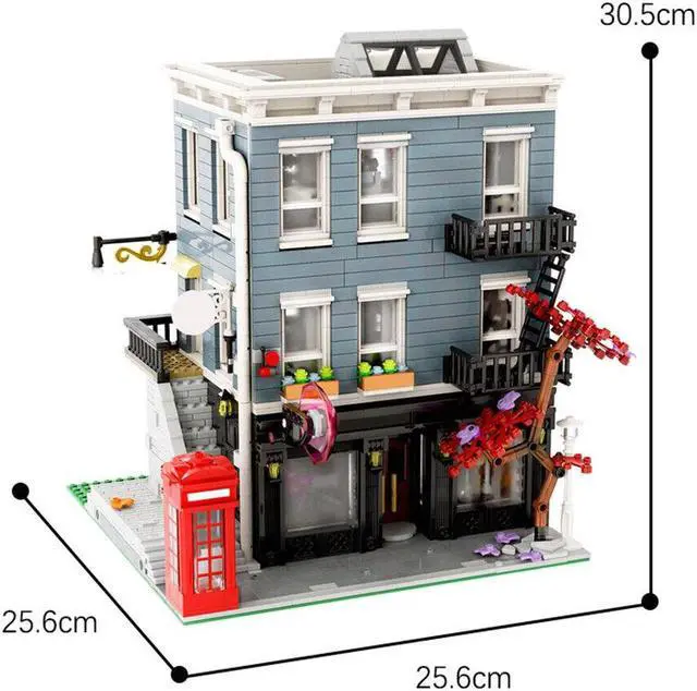 Alt view image 2 of 3 - ZITIANYOUBUILD Umbrella Store Modular Building Model with Interior 2683 Pieces MOC