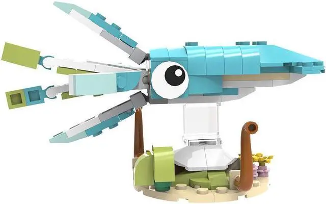 Alt view image 2 of 7 - ZITIANYOUBUILD Squid Model with Six Moveable Limbs and a Stand 127 Pieces MOC