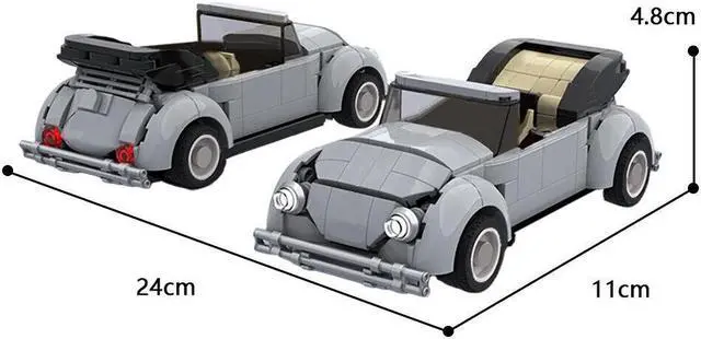 Alt view image 3 of 3 - ZITIANYOUBUILD 7.9" Cabriolet Convertible like a Bug 8-wide Scale Model 344 Pieces MOC