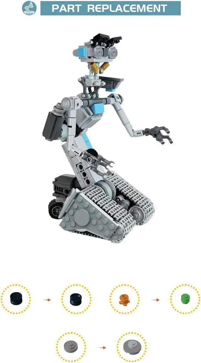 Alt view image 6 of 6 - ZITIANYOUBUILD Short Circuit Johnny 5 A Friendly Naive Selfaware Robot 369 Pieces from Comedy Film 100% Compatible with LEGO Brand New and High Quality