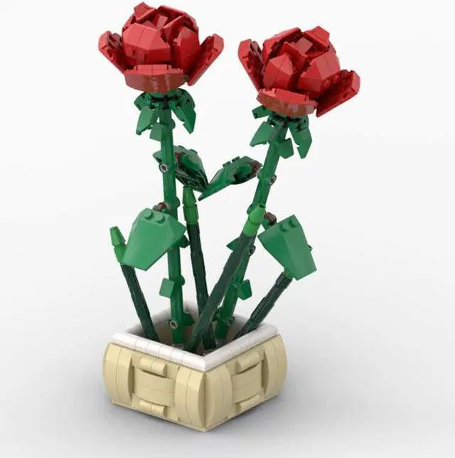 Alt view image 2 of 2 - ZITIANYOUBUILD MOC-152127 Rose in a Pot Plant Bouquet for Valentine's Day 574 Pieces MOC
