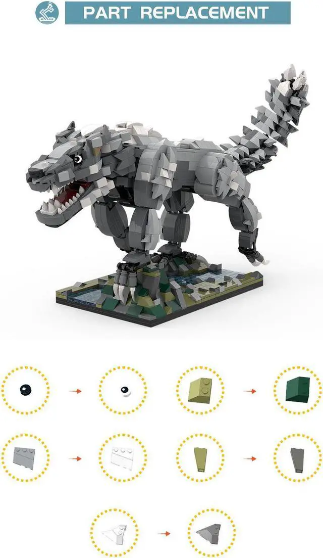 Alt view image 4 of 7 - ZITIANYOUBUILD MOC-98876 Huge Wolf Creature Monster Form Model 1446 Pieces Building Toys Set MOC