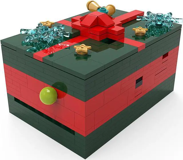 Main image of ZITIANYOUBUILD Christmas Gift Card Box Puzzle Box 366 Pieces Red and Green Version MOC