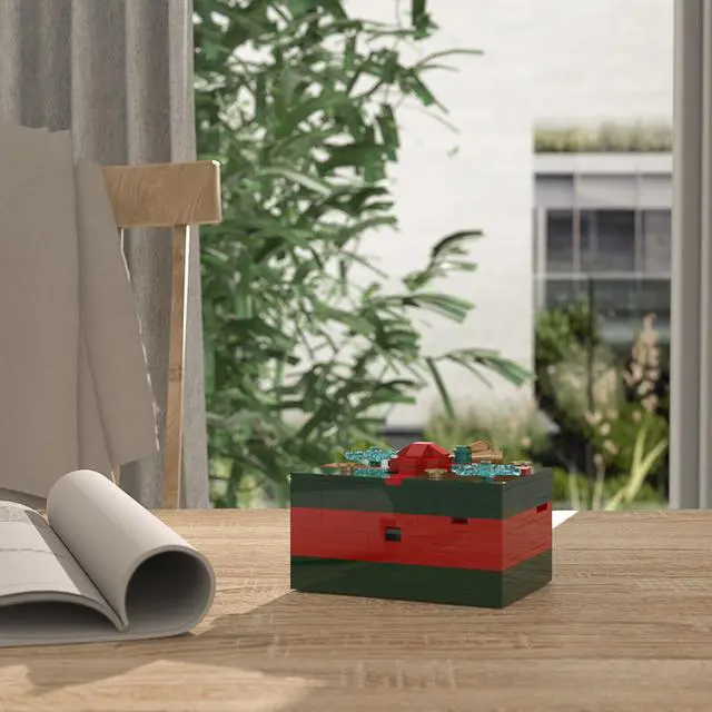 Alt view image 2 of 2 - ZITIANYOUBUILD Christmas Gift Card Box Puzzle Box 366 Pieces Red and Green Version MOC