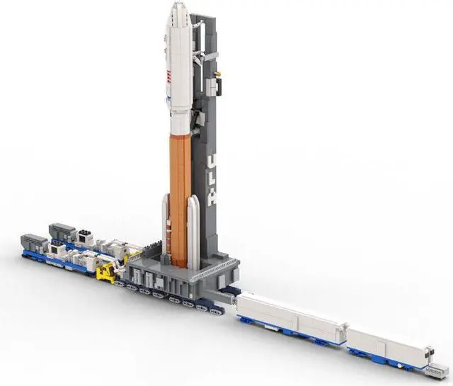 Alt view image 4 of 7 - ZITIANYOUBUILD MOC-128611 Rocket with Launch Pad on Transport Trucks 3429 Pieces 1:110 Scale MOC