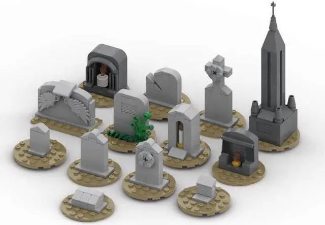 Alt view image 3 of 4 - ZITIANYOUBUILD MOC-99491 13-in-1 Tombstones Set Model for Halloween Building Toys 232 Pieces MOC