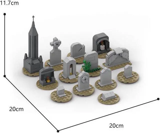 Alt view image 2 of 4 - ZITIANYOUBUILD MOC-99491 13-in-1 Tombstones Set Model for Halloween Building Toys 232 Pieces MOC