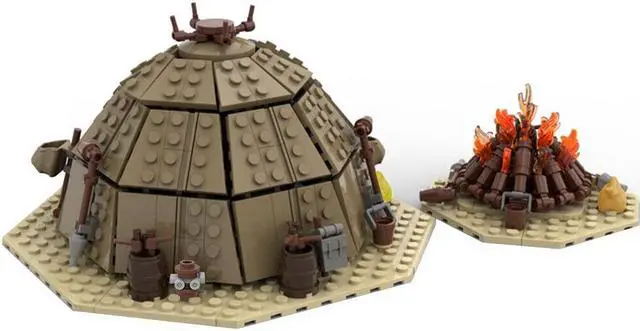 Alt view image 2 of 5 - ZITIANYOUBUILD MOC-97196 Urtya Tent - Campfire/ Village on Tatooine Building Toys 560 Pieces MOC