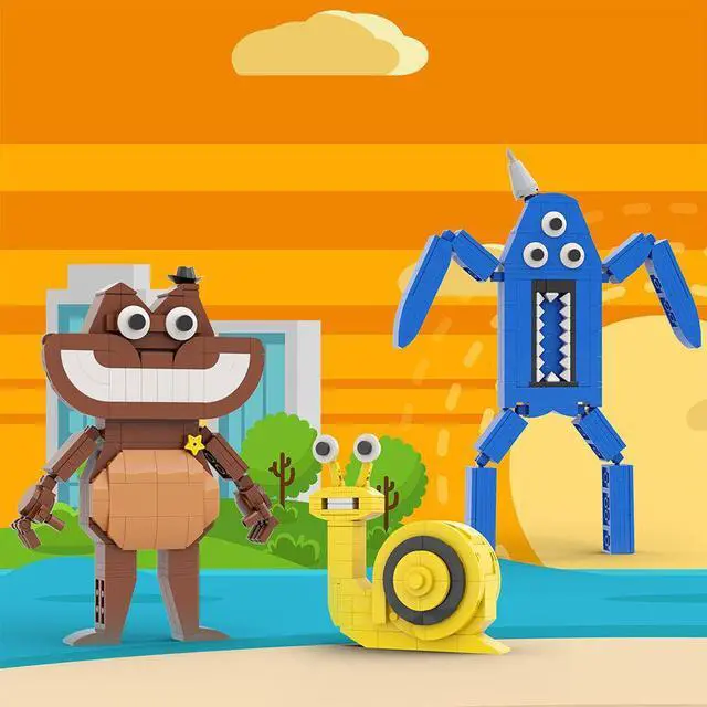 Alt view image 6 of 7 - ZITIANYOUBUILD 3-in-1 Game Monster with Yellow Snail, Blue Spider 444 Pieces MOC