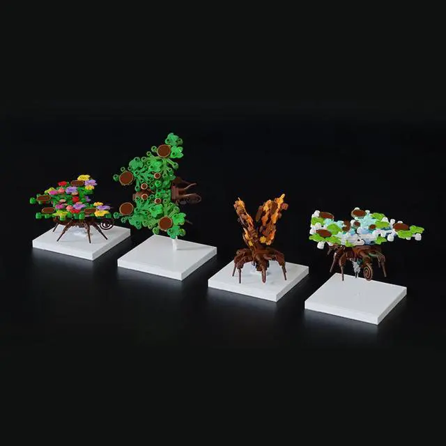 Alt view image 2 of 7 - ZITIANYOUBUILD MOC-84653 4-in-1 Fall Creatures Butterflies Insect Model with Base 470 Pieces MOC
