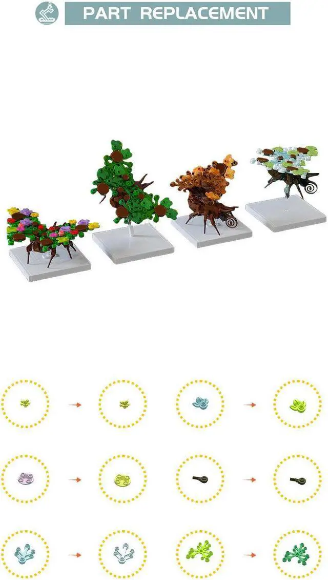 Alt view image 7 of 7 - ZITIANYOUBUILD MOC-84653 4-in-1 Fall Creatures Butterflies Insect Model with Base 470 Pieces MOC