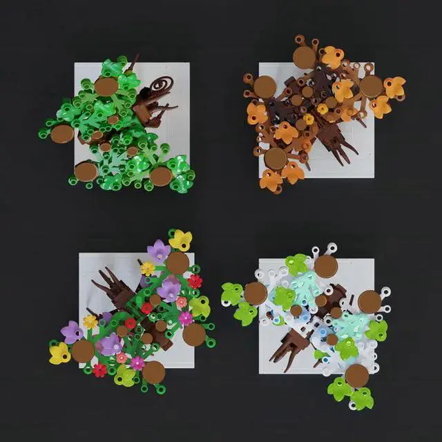 Alt view image 3 of 7 - ZITIANYOUBUILD MOC-84653 4-in-1 Fall Creatures Butterflies Insect Model with Base 470 Pieces MOC