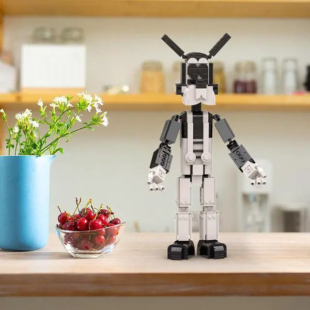 Alt view image 3 of 7 - ZITIANYOUBUILD A Tall Wolf Wearing White Overalls and Black Boots Building Toys Set MOC