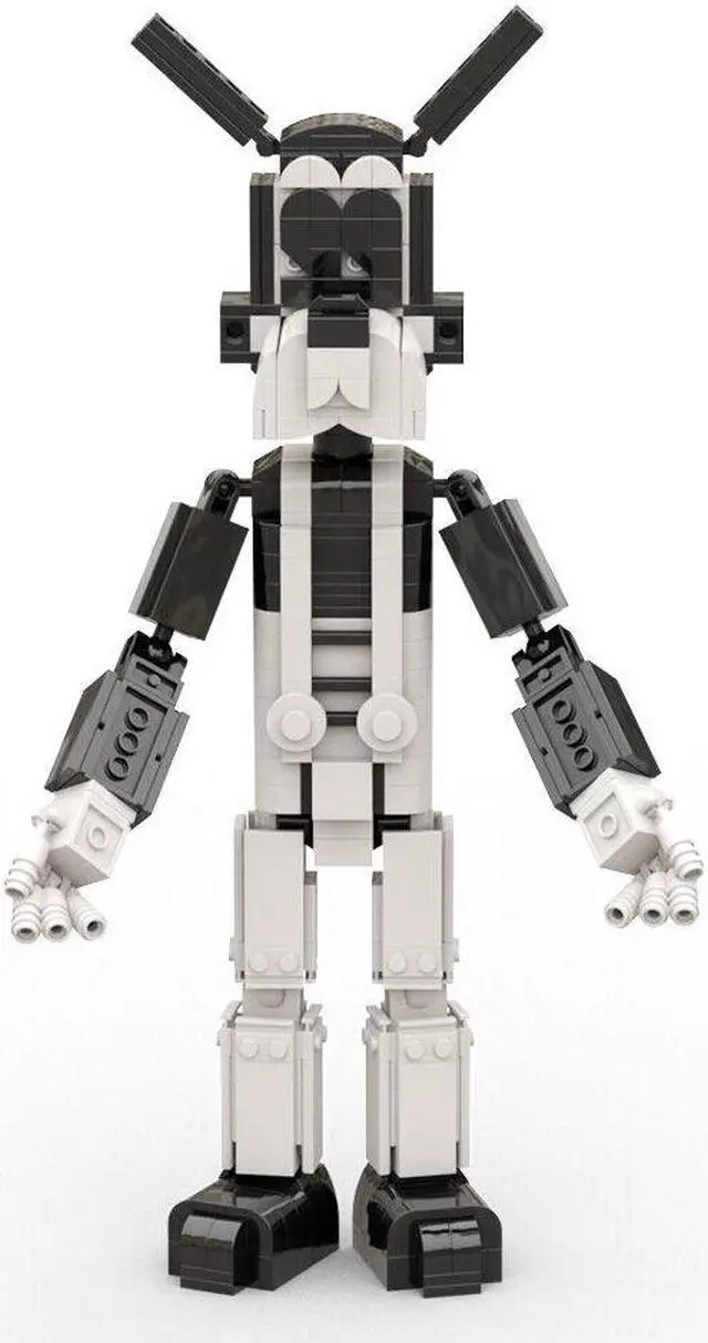 Alt view image 7 of 7 - ZITIANYOUBUILD A Tall Wolf Wearing White Overalls and Black Boots Building Toys Set MOC