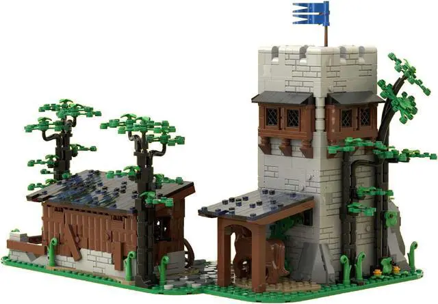 Alt view image 2 of 3 - ZITIANYOUBUILD Watchtower with Cottage and Crypt Expansion for Castle 1403 Pieces MOC