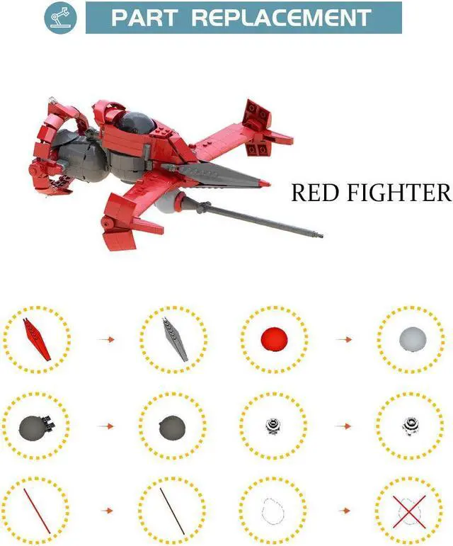 Alt view image 3 of 3 - ZITIANYOUBUILD Red Aircraft Model from TV Animation 752 Pieces Building Toys Set MOC