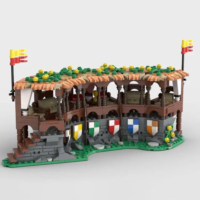 Alt view image 3 of 7 - ZITIANYOUBUILD 6x Builds Grandstand Wooden Stand Tent Torunament Fence 1882 Pieces MOC