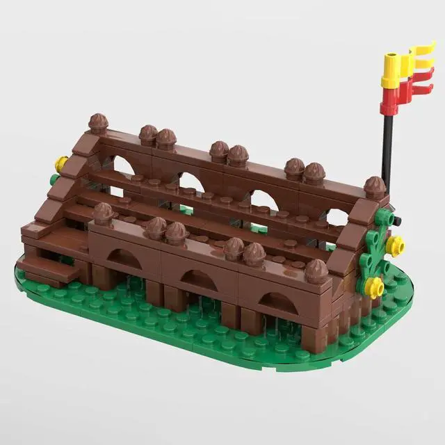 Alt view image 4 of 7 - ZITIANYOUBUILD 6x Builds Grandstand Wooden Stand Tent Torunament Fence 1882 Pieces MOC