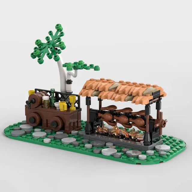 Alt view image 6 of 7 - ZITIANYOUBUILD 6x Builds Grandstand Wooden Stand Tent Torunament Fence 1882 Pieces MOC