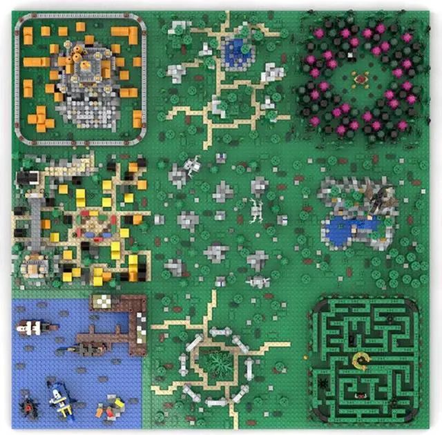 Alt view image 2 of 4 - ZITIANYOUBUILD C4761 Fictional World with 9s Medieval Town Castle Forest 6265 Parts