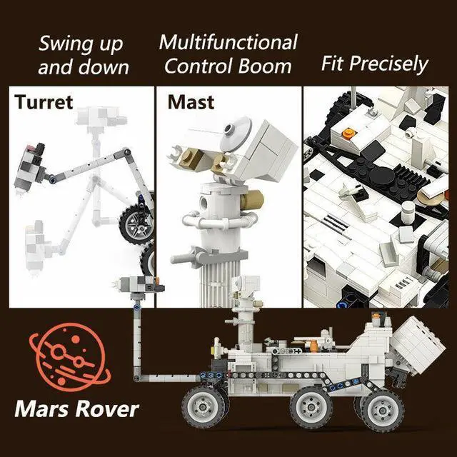 Alt view image 4 of 6 - ZITIANYOUBUILD C4881 NASA Perseverance Mars Rover & Ingenuity Helicopter 690 Parts for Adults