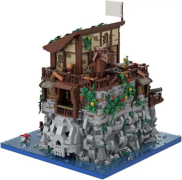 Alt view image 2 of 6 - ZITIANYOUBUILD MOC-105796 Medieval Pirate's House on Island with Interior 5887 Parts