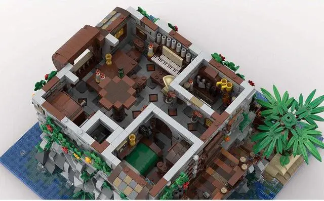 Alt view image 5 of 6 - ZITIANYOUBUILD MOC-105796 Medieval Pirate's House on Island with Interior 5887 Parts
