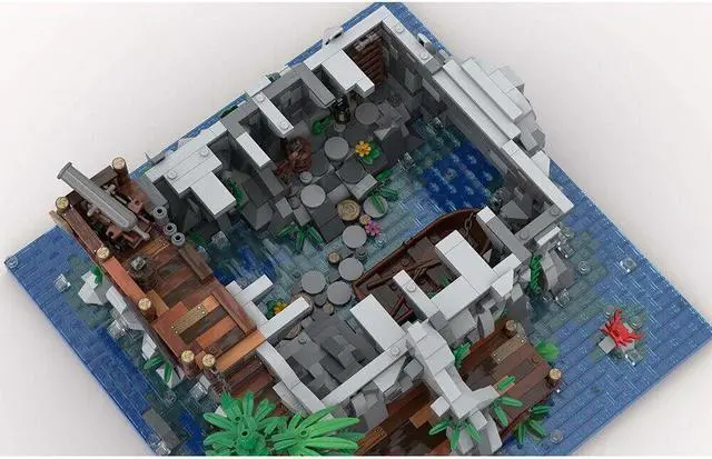 Alt view image 6 of 6 - ZITIANYOUBUILD MOC-105796 Medieval Pirate's House on Island with Interior 5887 Parts