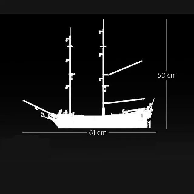 Alt view image 3 of 3 - ZITIANYOUBUILD MOC-143628 Brig Ship Boat Model for Pirates Theme Series 1519 Parts