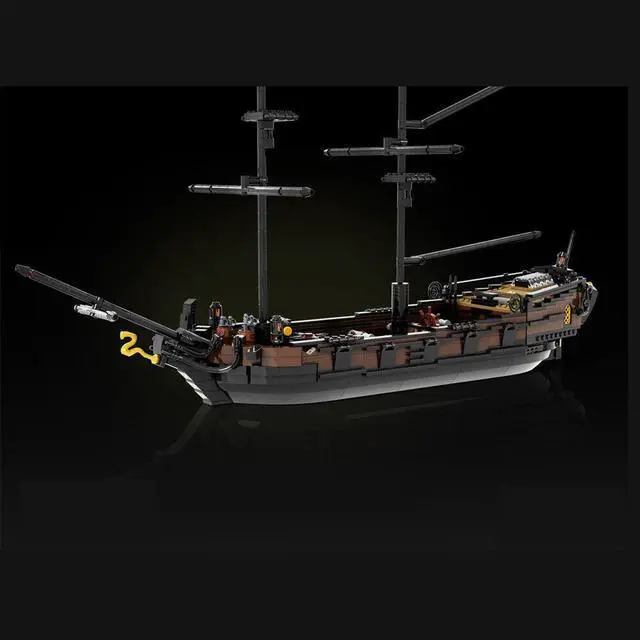 Alt view image 2 of 3 - ZITIANYOUBUILD MOC-143628 Brig Ship Boat Model for Pirates Theme Series 1519 Parts