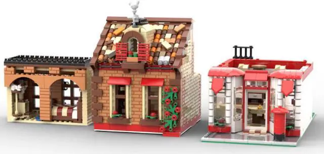 Alt view image 2 of 3 - ZITIANYOUBUILD MOC-157391 Village Post Office Modular Building with Flat / Apartment 1811 Parts