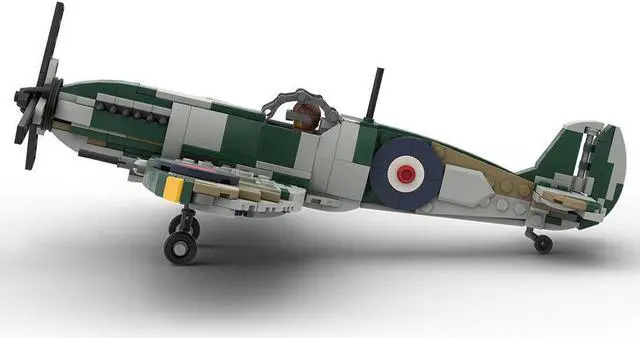 Alt view image 2 of 5 - ZITIANYOUBUILD Custom MOC-125320 WW2 Supermarine SPITFIRE 454 Parts Kids Gift for Christmas