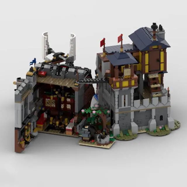 Main image of ZITIANYOUBUILD MOC-150348 Castle Port and Pirate Tavern with Ship and Garden Path 2284 Parts