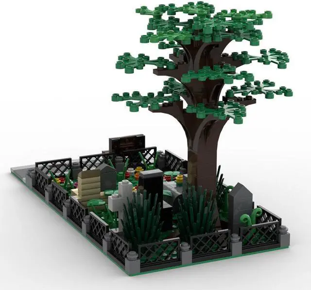 Alt view image 2 of 3 - ZITIANYOUBUILD MOC-65701 CHURCH CEMETERY with Trees and Shrubs Building Toys Set 262 Parts