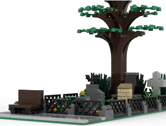Alt view image 3 of 3 - ZITIANYOUBUILD MOC-65701 CHURCH CEMETERY with Trees and Shrubs Building Toys Set 262 Parts
