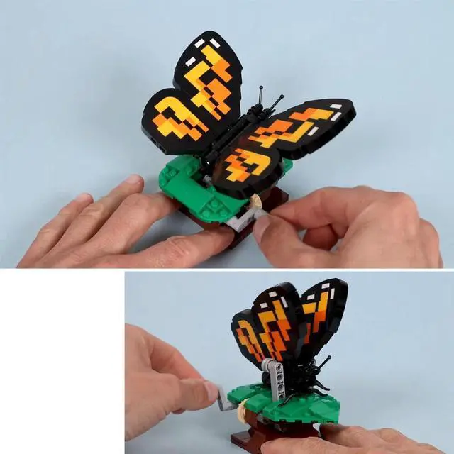 Alt view image 2 of 2 - ZITIANYOUBUILD MOC-111820 Sculpture Butterfly Sunning its Wings on A Leaf 307 Parts Gift