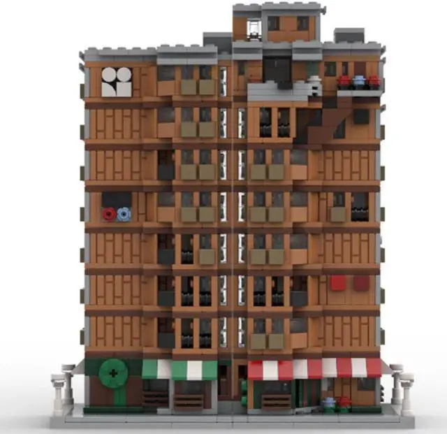 Main image of ZITIANYOUBUILD MOC-153217 Modular Apartment Building Blocks Street View Set 1472 Parts Gift